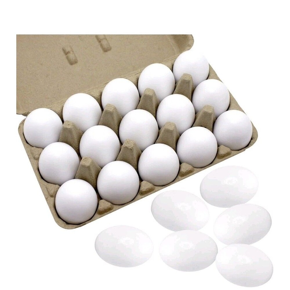 15 PCS White Wooden Eggs, Easter Fake Eggs Life Size Plain White Eggs NEW